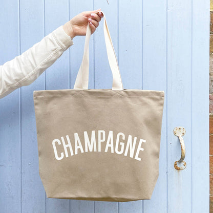 Champagne - Sac fourre-tout en toile couleur pierre