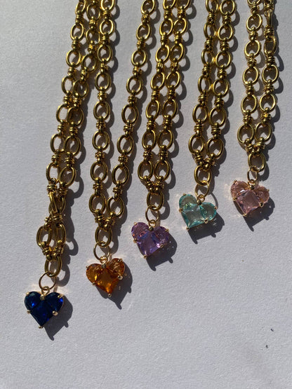 Chunky heart necklace: Navy