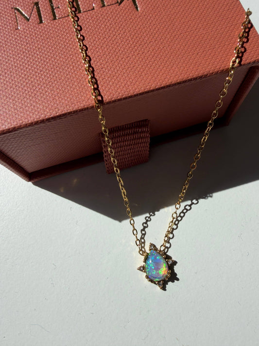 Opal teardrop necklace
