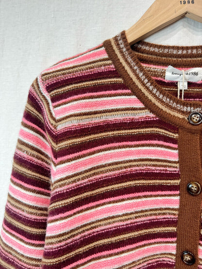 Burgundy Striped Cardigan