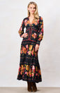 The Luann Printed Blouson Sleeve V-Neck Tiered Midi Dress