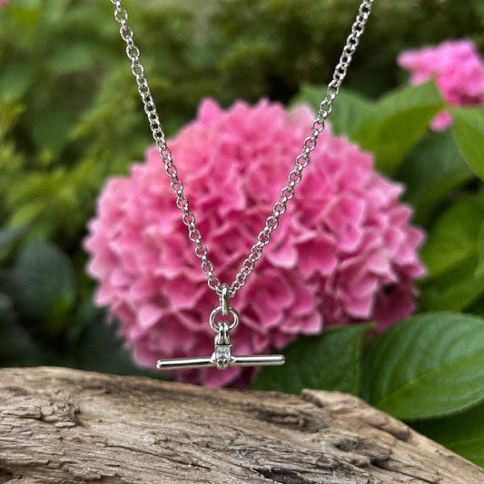 18ct Gold Plated T Bar Necklace - Available in Silver: Silver