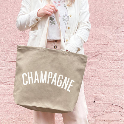 Champagne - Sac fourre-tout en toile couleur pierre