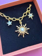 Pearly stars chunky charm necklace
