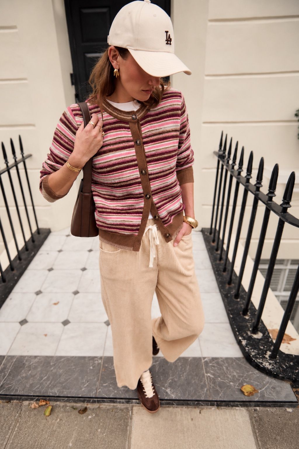 Burgundy Striped Cardigan