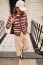 Burgundy Striped Cardigan
