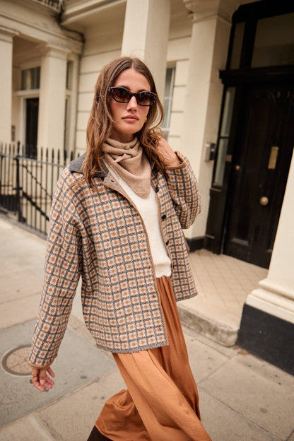Veste à carreaux coupe boxy