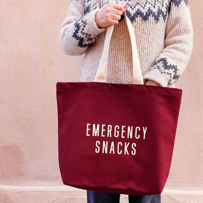Emergency Snacks - Burgundy Canvas Tote Bag
