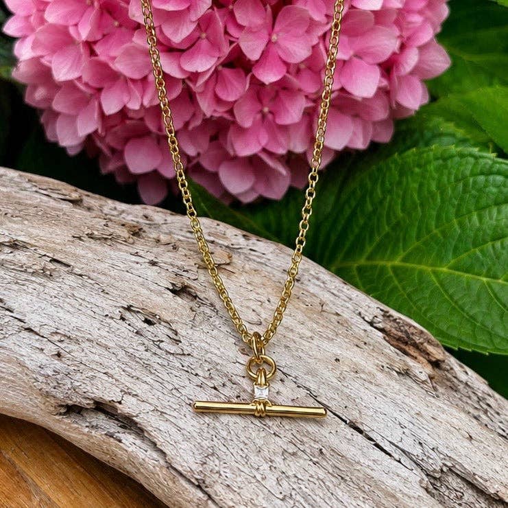 18ct Gold Plated T Bar Necklace - Available in Silver: Silver