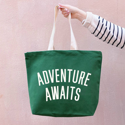 Adventure Awaits - Forest Green Canvas Tote Bag