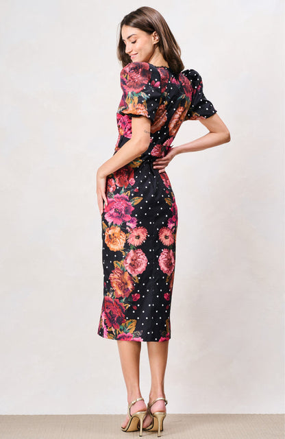 The Rinna Puff Sleeve Sweetheart Neckline Pencil Dress