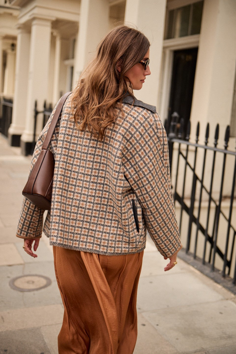 Veste à carreaux coupe boxy