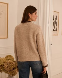 Animal print trimmed cardigan
