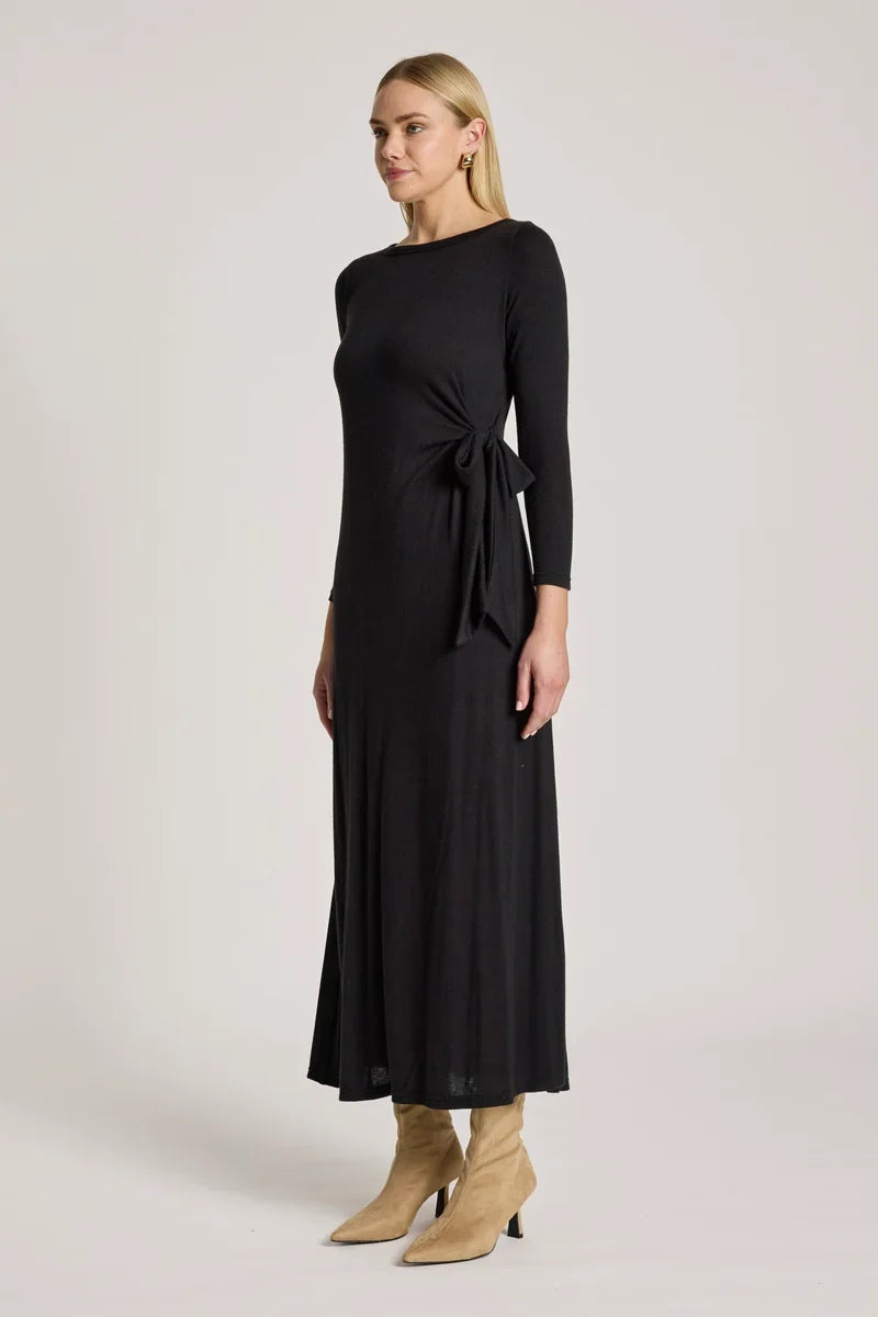 Aria side tie maxi dress Eb & Ive in black