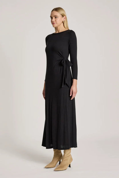 Aria side tie maxi dress Eb & Ive in black