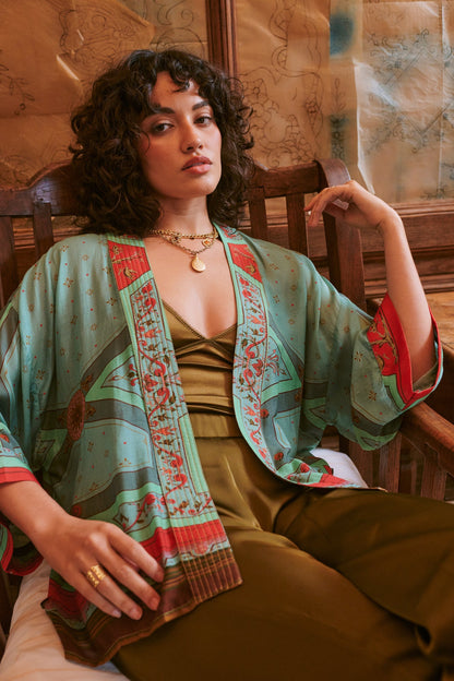 Kimono Aqua Fleur de Lys