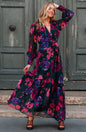 The Carol Blouson Sleeve Printed Wrap Maxi Dress