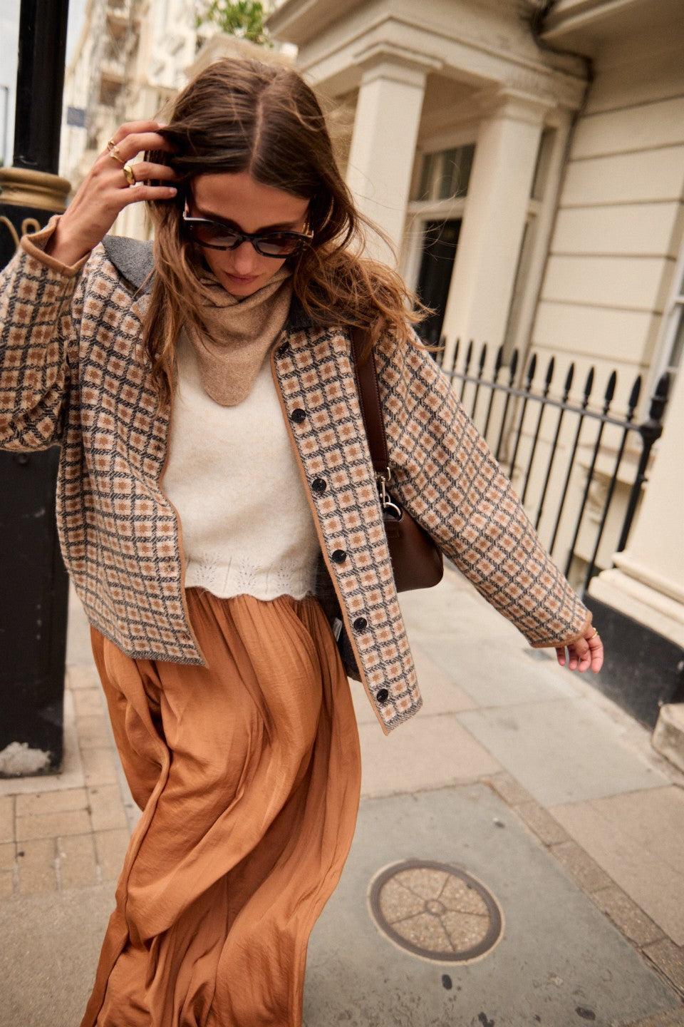 Veste à carreaux coupe boxy