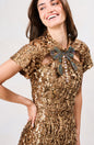 The Lux High Neck Bow Detail Sequin Mini Dress