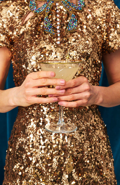 The Lux High Neck Bow Detail Sequin Mini Dress