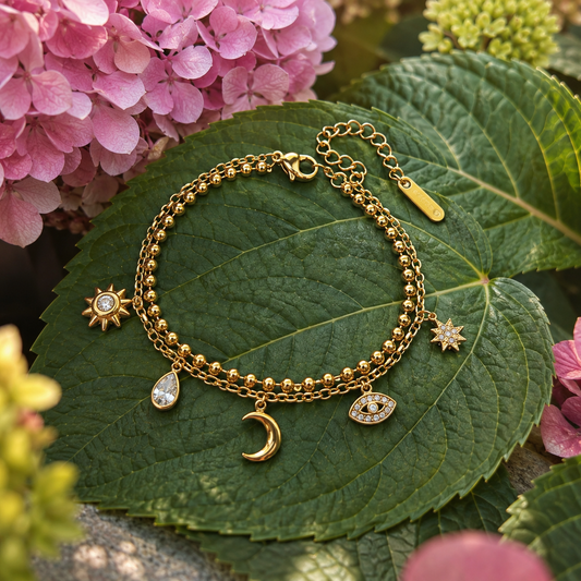18ct Gold Plated Celestial Charm Bracelet