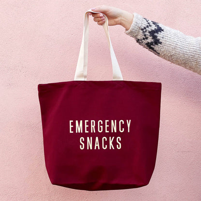 Emergency Snacks - Burgundy Canvas Tote Bag