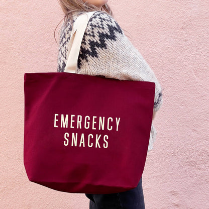 Emergency Snacks - Burgundy Canvas Tote Bag