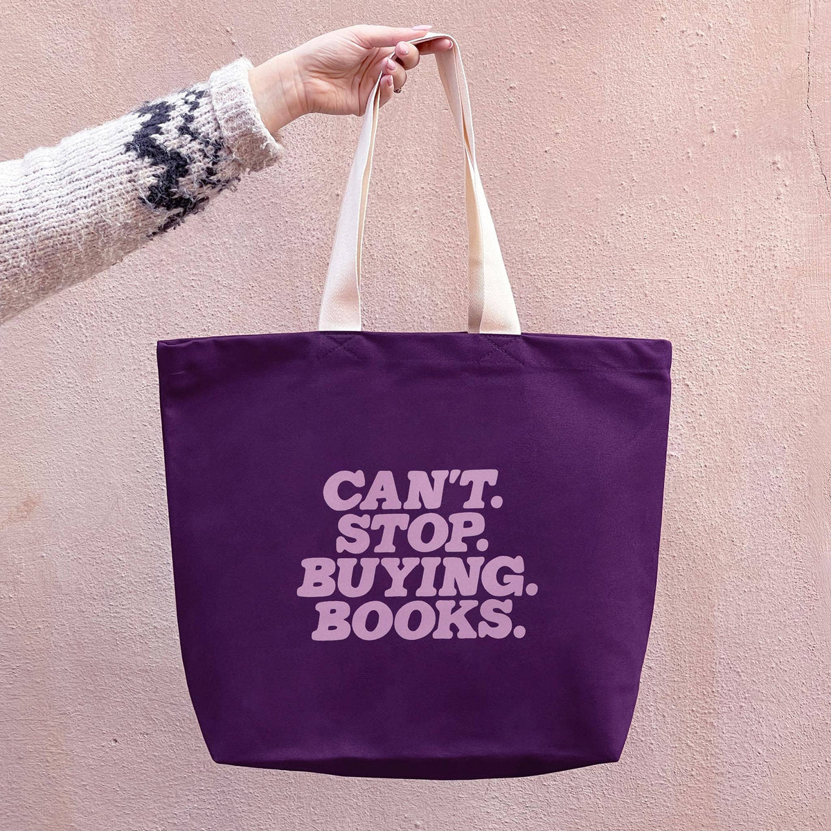 Impossible. D'arrêter. D'acheter. Des livres. - Sac fourre-tout en toile Plum