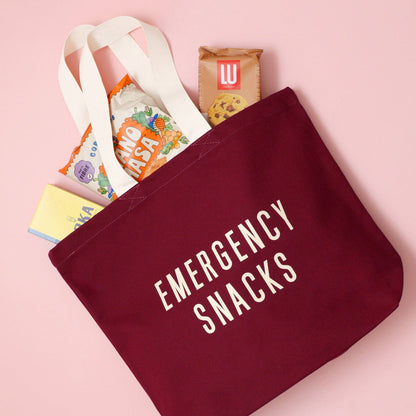 Emergency Snacks - Burgundy Canvas Tote Bag