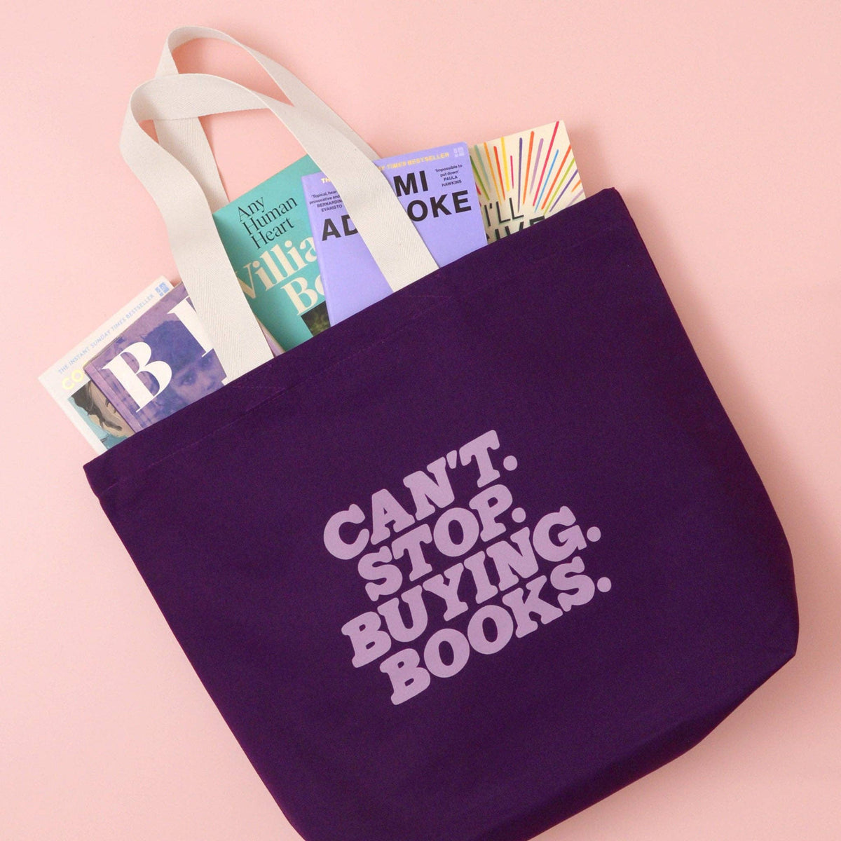 Impossible. D'arrêter. D'acheter. Des livres. - Sac fourre-tout en toile Plum