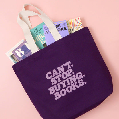 Impossible. D'arrêter. D'acheter. Des livres. - Sac fourre-tout en toile Plum